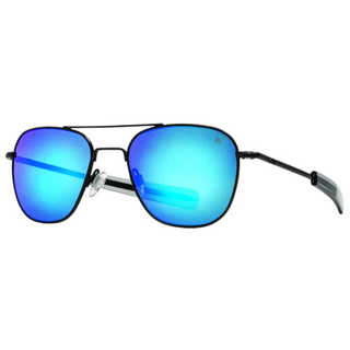 AO Eyewear - Original Pilot, Black Frame with Blue Mirror Lens 52mm Sunglasses by AO Eyewear | Downunder Pilot Shop