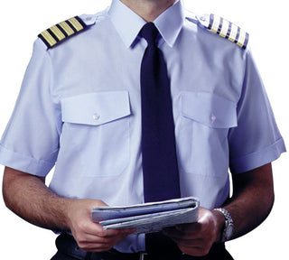 Mens Short Sleeve Pilot Dress Shirt Blue-Corinthian-Downunder Pilot Shop
