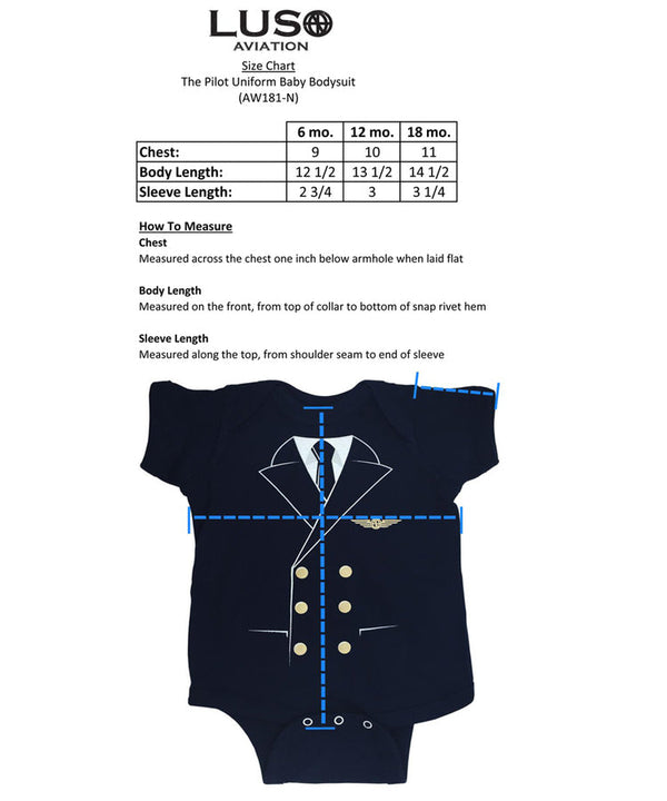 Pilot Uniform Baby Bodysuit-Luso Aviation-Downunder Pilot Shop