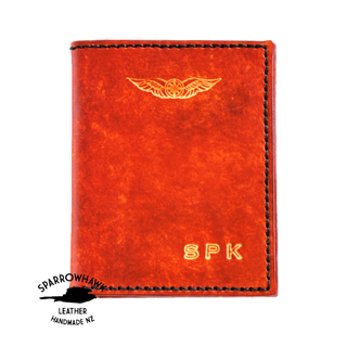 Sparrowhawk NZ Pilot's Licence & Medical Certificate Wallet British Tan with Black Stitiching Licence Covers by Sparrowhawk | Downunder Pilot Shop