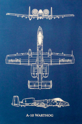 Vintage Blueprint Poster - A-10 Warthog-ABC-Downunder Pilot Shop